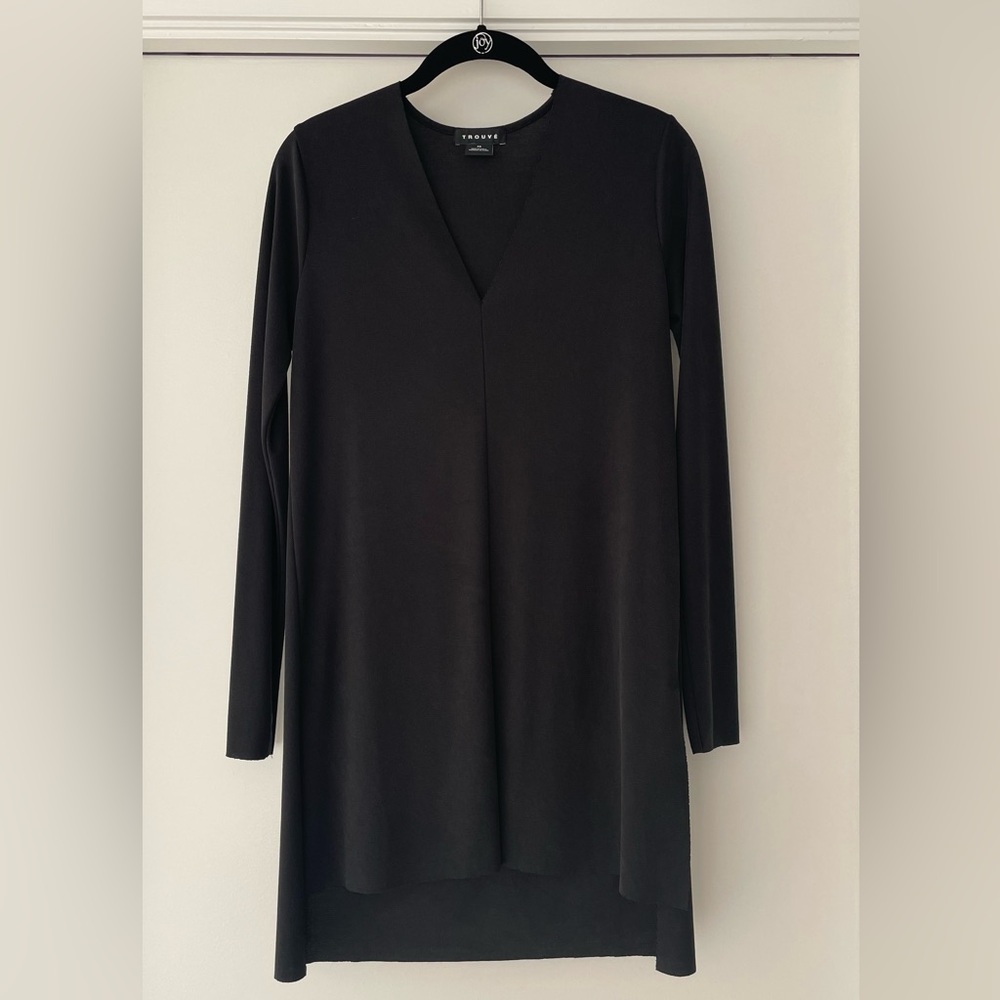 Trouve Black Long Sleeve V Neck Sheath Top